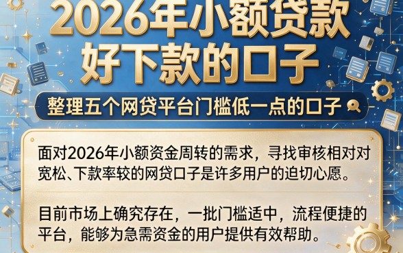 2026年小额贷款好下款的口子,整理五个网贷平台门槛低一点的口子