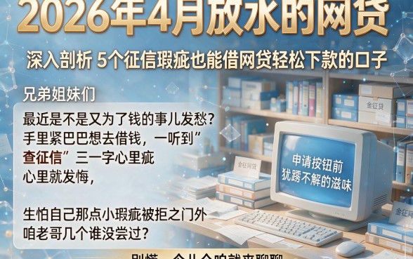 2026年4月放水的网贷,深入剖析5个征信瑕疵也能借网贷轻松下款的口子