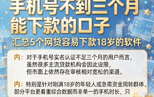 手机号不到三个月能下款的口子，汇总5个网贷容易下款18岁的软件