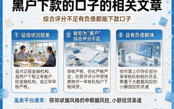 黑户下款的口子的相关文章，详尽说明5个综合评分不足有负债都能下款口子