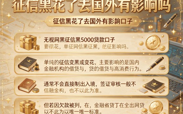 征信黑花了去国外有影响吗,细致阐述五个无视网黑征信黑5000贷款口子