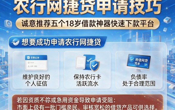 农行网捷贷申请技巧,诚意推荐五个18岁借款神器快速下款平台