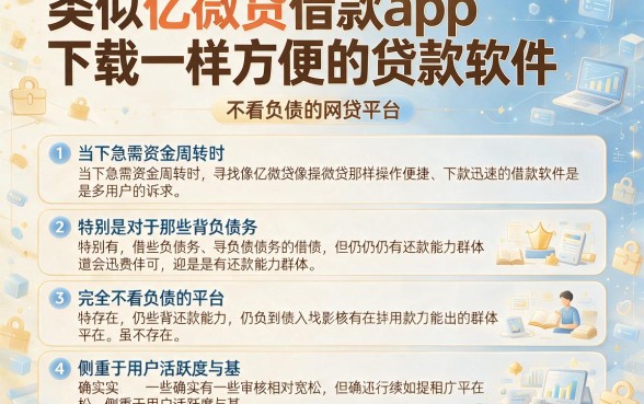 类似亿微贷借款app下载一样方便的贷款软件，详细阐述五个不看负债的网贷平台