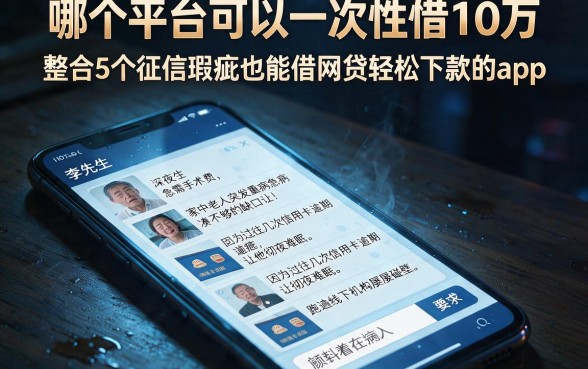 哪个平台可以一次性借10万,整合5个征信瑕疵也能借网贷轻松下款的app