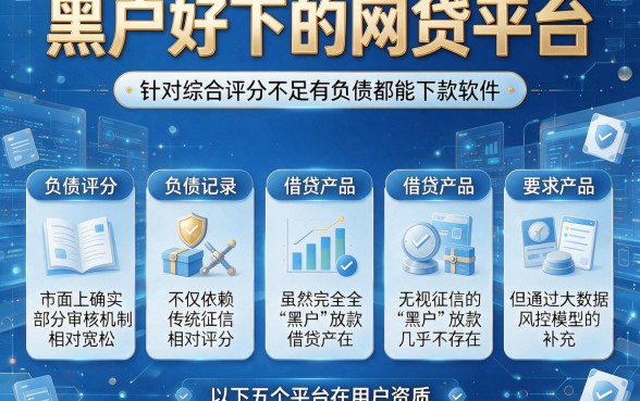 黑户好下的网贷平台,概括五个综合评分不足有负债都能下款软件