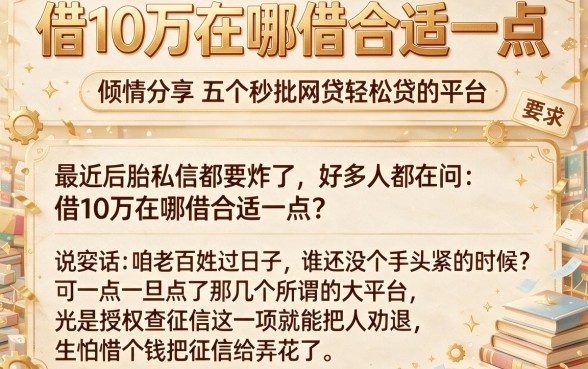 借10万在哪借合适一点,倾情分享五个秒批网贷轻松贷的平台