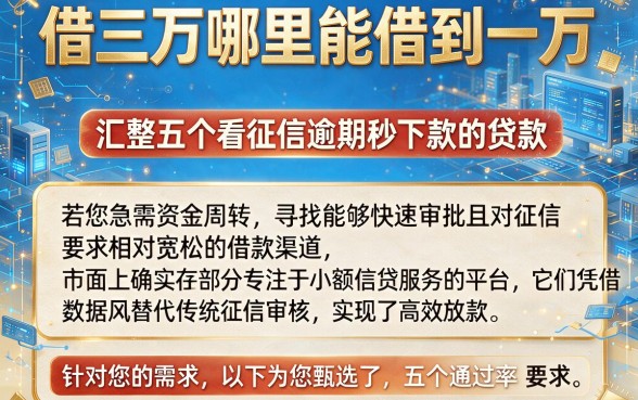 借三万哪里能借到一万,汇整五个不看征信逾期秒下款的贷款