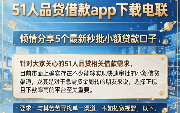 51人品贷借款app下载电联,倾情分享5个最新秒批小额贷款口子