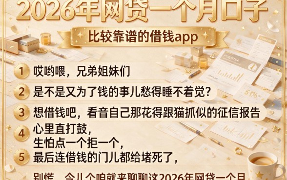 2026年网贷一个月口子,条列5个比较靠谱的借钱app