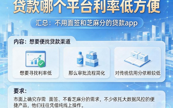 贷款哪个平台利率低方便,汇总五个不用面签和芝麻分的贷款app