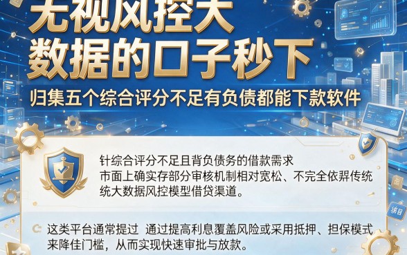 无视风控大数据的口子秒下,归集五个综合评分不足有负债都能下款软件