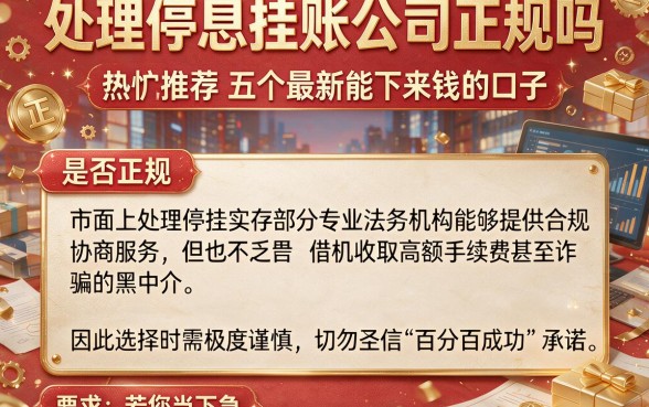 处理停息挂账公司正规吗,热忱推荐五个最新能下来钱的口子
