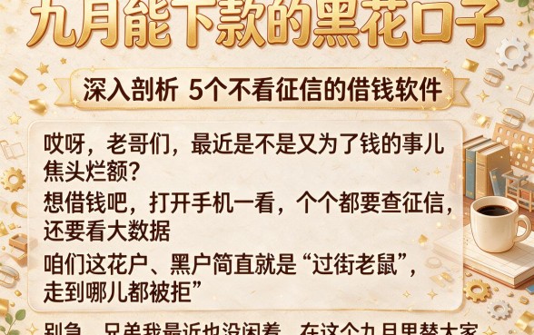 九月能下款的黑花口子,深入剖析5个不看征信的借钱软件