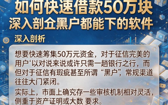 如何快速借款50万块,深入剖析五个黑户都能下的软件