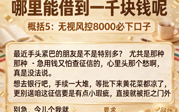 哪里能借到一千块钱呢，概括5个无视风控8000必下口子