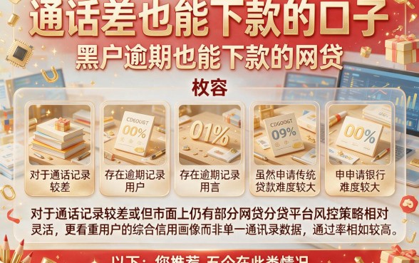 通话差也能下款的口子,枚举五个黑户逾期也能下款的网贷
