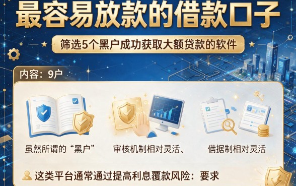 最容易放款的借款口子,筛选5个黑户成功获取大额贷款的软件