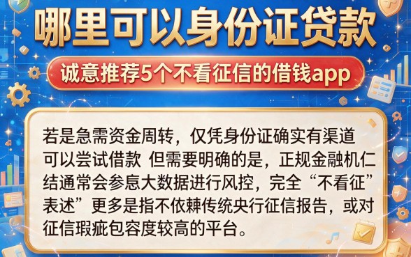 哪里可以身份证贷款,诚意推荐5个不看征信的借钱app