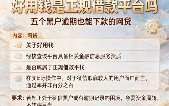 好用钱是正规借款平台吗,概括五个黑户逾期也能下款的网贷