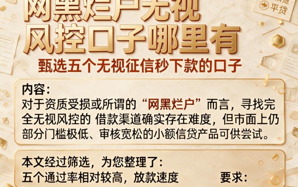 网黑烂户无视风控口子哪里有,甄选五个无视征信秒下款的口子