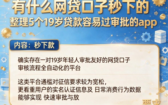 有什么网贷口子秒下的,整理5个19岁贷款容易过审批的app