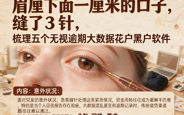 眉毛下面一厘米的口子缝了3针,梳理五个无视逾期大数据花户黑户软件