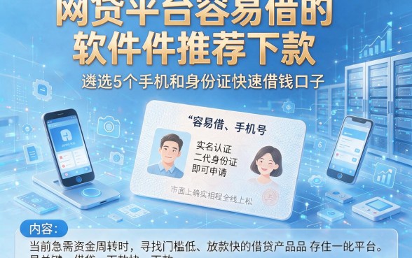 网贷平台容易借的软件推荐下款,遴选5个手机和身份证快速借钱口子