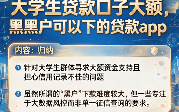 大学生贷款口子大额,归纳五个黑户可以下的贷款app