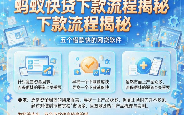 蚂蚁快贷下款流程揭秘，整理五个借款快的网贷软件