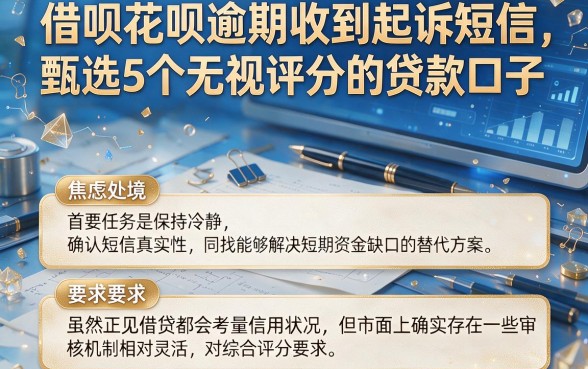 借呗花呗逾期收到起诉短信,甄选5个无视评分的贷款口子