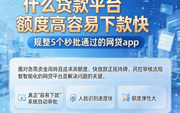 什么贷款平台额度高容易下款快,规整5个秒批通过的网贷app