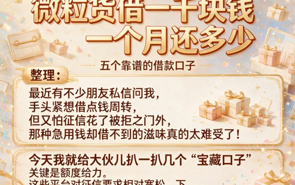 微粒货借一千块钱一个月还多少,整理五个靠谱的借款口子