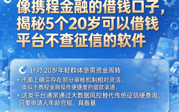 像携程金融的借钱口子,揭秘5个20岁可以借钱平台不查征信的软件