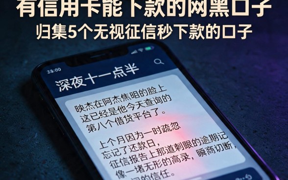 有信用卡能下款的网黑口子,归集5个无视征信秒下款的口子