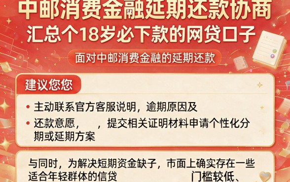中邮消费金融延期还款协商,汇总五个18岁必下款的网贷口子
