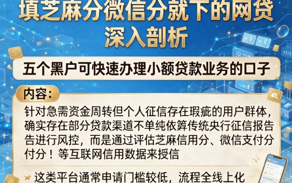 填芝麻分微信分就下的网贷,深入剖析五个黑户可快速办理小额贷款业务的口子