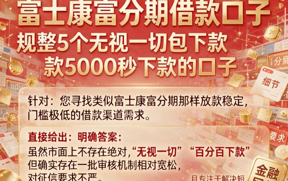 富士康富分期借款口子,规整5个无视一切包下款5000秒下款的口子