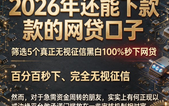 2026年还能下款的网贷口子,筛选5个真正无视征信黑白100%秒下网贷