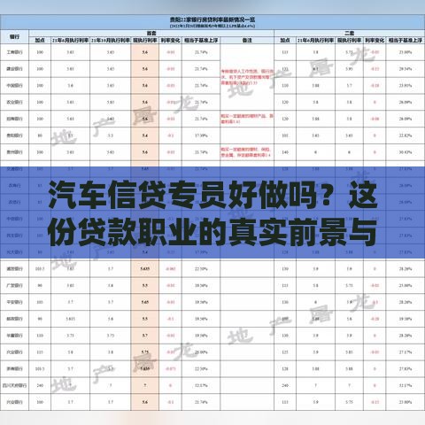 汽车信贷专员好做吗？这份贷款职业的真实前景与挑战分析