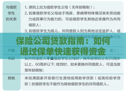 保险公司贷款指南：如何通过保单快速获得资金