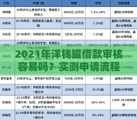 2021年洋钱罐借款审核容易吗？实测申请流程与通过率解析