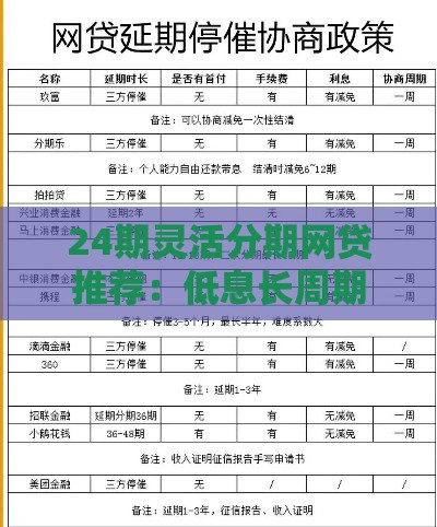24期灵活分期网贷推荐：低息长周期借款方案盘点
