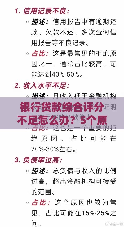银行贷款综合评分不足怎么办？5个原因与解决技巧