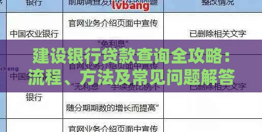 建设银行贷款查询全攻略：流程、方法及常见问题解答
