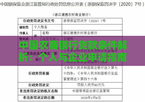 中国农商银行贷款条件解析：个人与企业申请指南