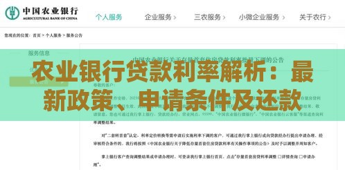 农业银行贷款利率解析：最新政策、申请条件及还款技巧
