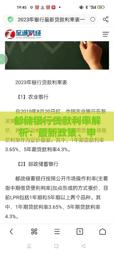 邮储银行贷款利率解析：最新政策、申请条件及常见问题
