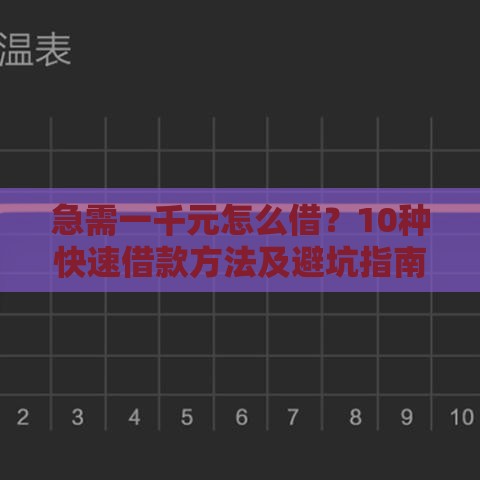急需一千元怎么借？10种快速借款方法及避坑指南