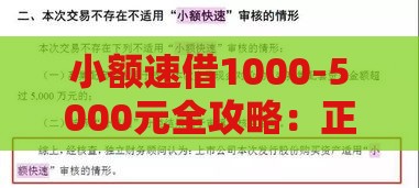 小额速借1000-5000元全攻略：正规渠道、申请条件及避坑指南