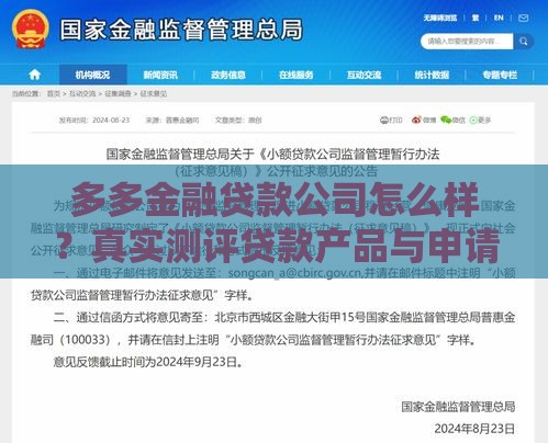 多多金融贷款公司怎么样？真实测评贷款产品与申请流程